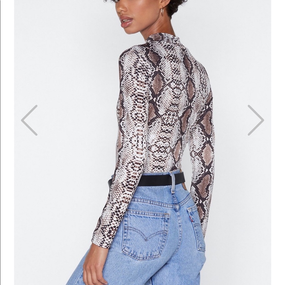 NEW high neck fitting body suit snakeskin top